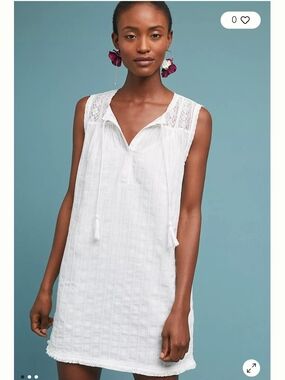 Michael Stars White Sleeveless Lace-Trim Beach Coverup Sz XS Lace Dress